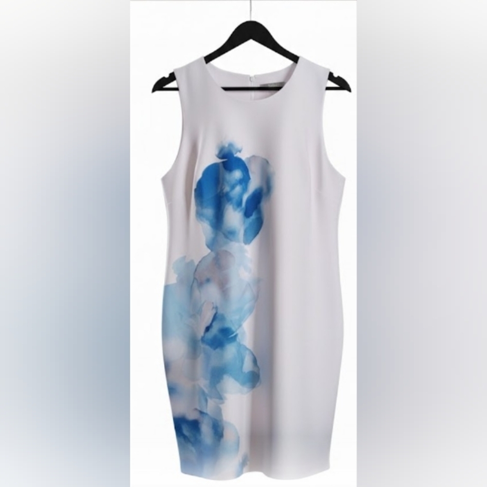Slimming Wedding Guest Dress Scuba Knit 24W Cocktail Watercolor Floral New